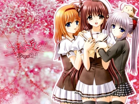 Shuffle group pink - trio, anime, girl, cute