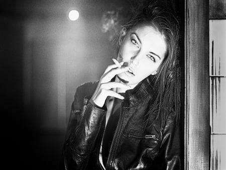 The Way Things Are - woman, photography, model, eye, smoking, face, black and white