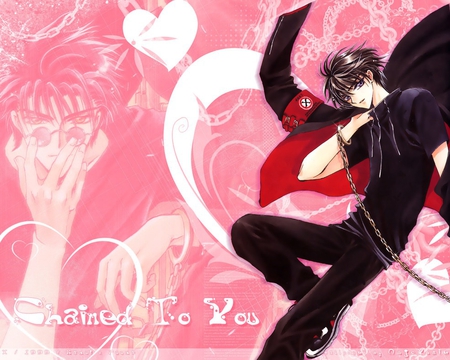 Chained to You - chain, cool, pink, heart, romance, anime, x 1999