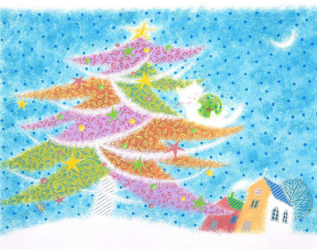 Who postcard? Utsumi Tomoko - utsumi tomoko, drawing, art, christmas