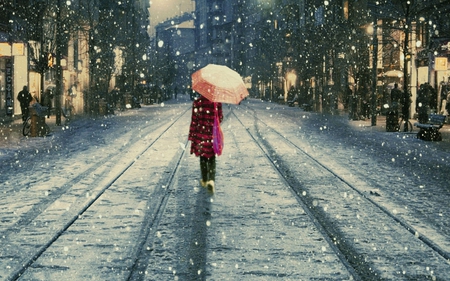 Winter - winter, girl, cold, snow