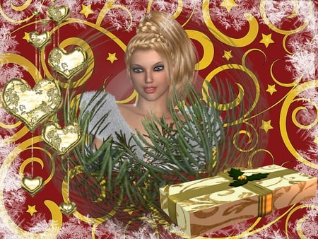 Goldie - christmas, girl, xmas, gold