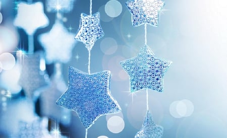 hangin stars - winter, blue, stars, others, december, christmas decor, decorations, xmas, nice, seasons