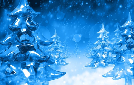 Crystals trees - ice, trees, chirstmas, crystals, nice, cold blue, shristmas trees