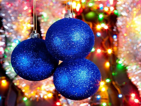 blue globe - ball, balls, others, christmas, christmas decor, lights, sparks, xmas, nice, seasons, happy holidays