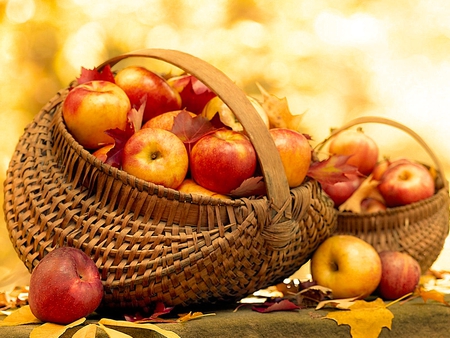 Apples - red, thanksgiving, seasons, color, basket, apples, fruit