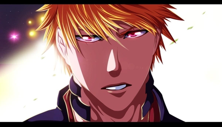 Kurosaki Ichigo - kurosaki ichigo, bleach, fullbringer, face, red eyes, orange hair, fullbring, anime, ichigo kurosaki, ichigo, spiky hair