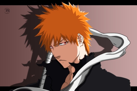 Ichigo Kurosaki - hilt wrap, anime, sword, ichigo, kurosaki ichigo, weapons, bleach, ichigo kurosaki, spiky hair, orange hair