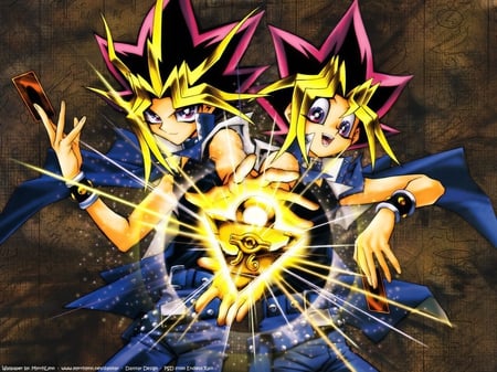 Two Souls, One Pyramid - atemu, game, anime, yugi, cool, pharaoh, handsome, yu gi oh, king, atem, millenium puzzle, yami