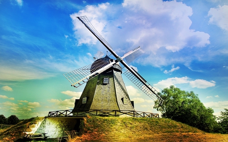 Beautiful Skies - skies, abstract, 3d and cg, windmill