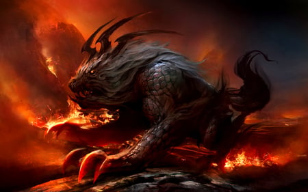 Hell Monster - monster, dangerous, fantasy, fire, cgi, hell, dark, killer, creature