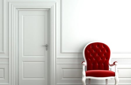 Red chair - nice, others, room, design, lovely, white, pale, red, interior