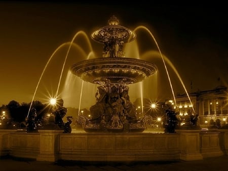 Fountain at Night - at night, fountain, picture, beautiful