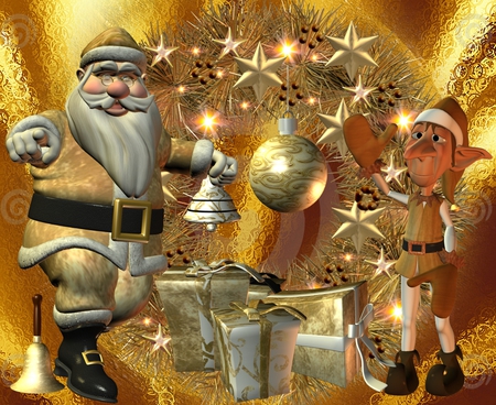 Gold Xmas - xmas, christmas, santa claus, gold