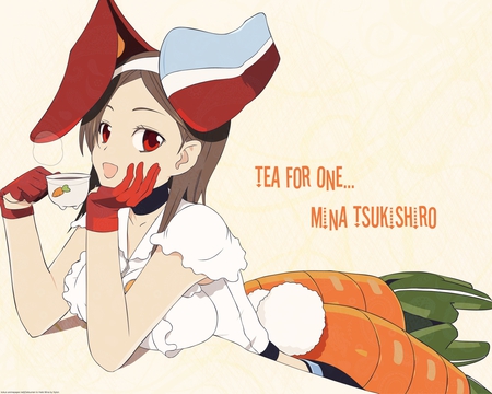 Tea For One - lady, girl, tea, drawing, bunny, painting, cgi, ears, art, pretty, beautiful, anime, digital