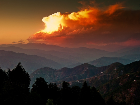 clouded sunset - nature, sky, photography, sun, clouds, sunset