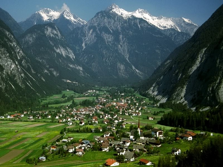 Nassereith, Austria - sky, houses, field, mountain