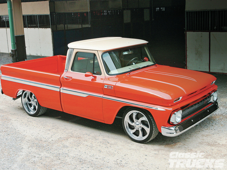 Lucky - white top, bowtie, red, truck, classic