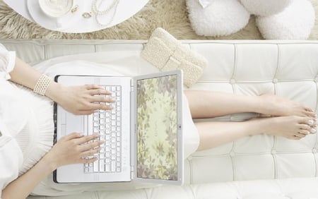 Connected - legs, photography, photo, laptop, cool, hands, white, cute, nice, pale, technology