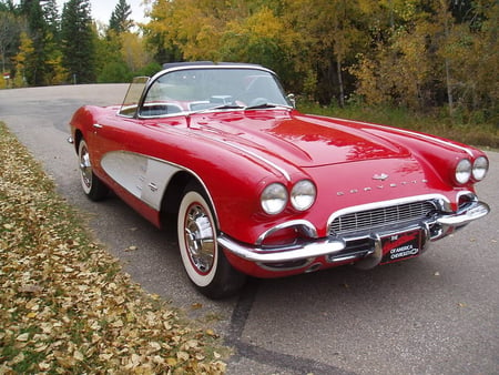 1961 Chevrolet Corvette convertible - 61, cool, chevrolet, corvette, convertible, 1961, red, classic, chevy, ragtop, antique