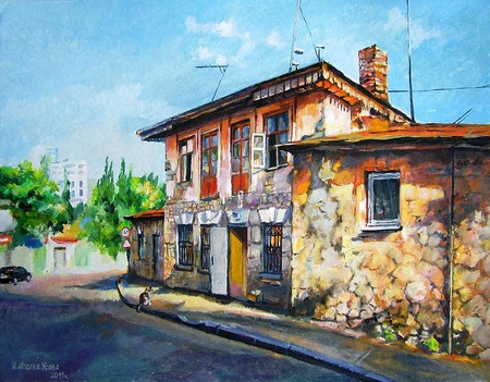 Ageev, Usov Irina. Old House - ageev usov irina, street, painting, art