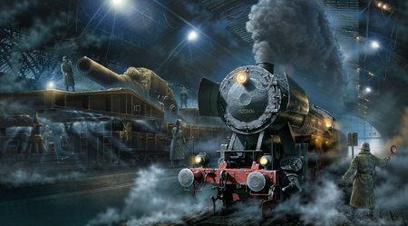 Train Station - train, anime, people, train station, original, tank, smoke, station