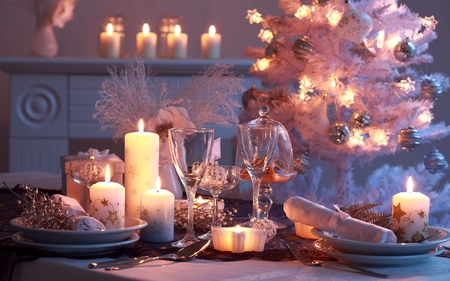 Magic Christmas - pretty, elegantly, calm, amazing, evening, room, great, home, holiday, magic christmas, box, merry christmas, candles, nice, delicate, beautiful, candle, table, beauty, colors, lovely, cool, tree, christmas, white, christmas tree, gift