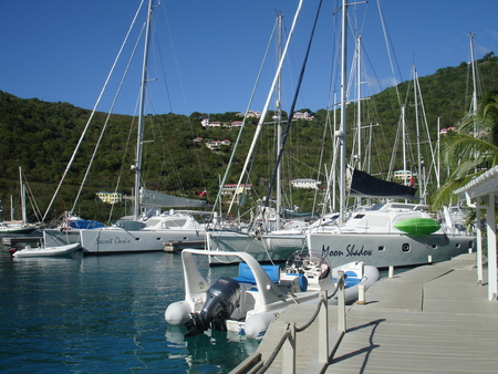 Yacht on Virgin Islands - white, sky, personal boats, photography, islands, boats, blue, green