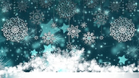 Winter Special - turquoise, stars, aqua, winter, teal, snowflakes, cyan, christmas, abstract, snow, blue, holiday