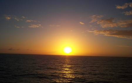 Sunset from the cruise 01 - sky, ocean, yellow, photography, clouds, sunsets