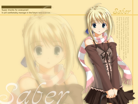 cute saber - blond, cute, yellow, stay night, saber, anime, girl, fate