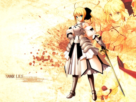 saber Lily - saber, anime, zero, swords, love, dream, rest, lily, knight, memories, shiro, blond, fate, stay night