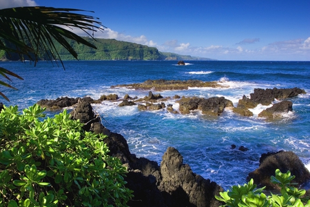 Landscape - blue, beach, rocks, beautiful