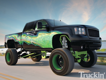 Envy - truck, green flame, black, lifted