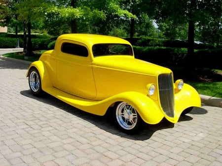 '33 Ford Coupe - street, hot, ford, rod, antique, coupe, custom, yellow, hotrod, 33, classic, 1933