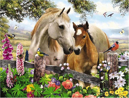 By Howard Robinson - animal, howard robinson, painting, rose, flower, art, horse