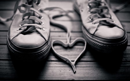 love laces - white, love, romantic, heart, photography, valentine, black, shoes