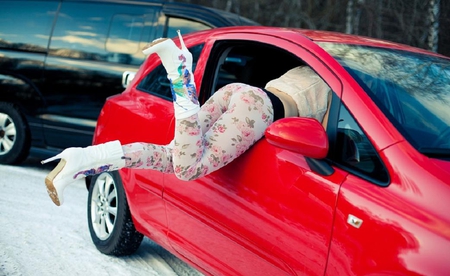 Nice boots - nice, others, girl, female, car, boots, funny, red stockings