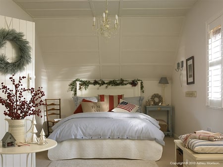 Christmas in Bedroom - bedroom, house, interior, christmas