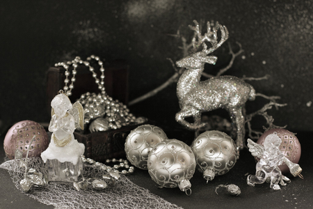 Silver Christmas - silver, still life, decorations, christmas