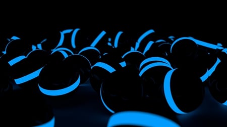 Blue Light Balls - balls, render, dark, blue