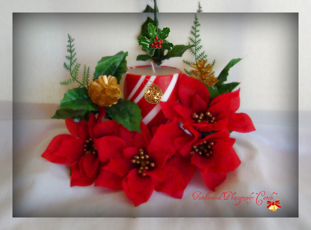 Christmas Candle - candle, poinsettia, still life, christmas