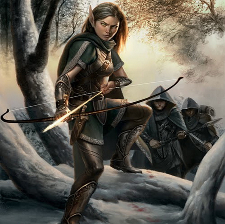 Elves Trackers - elves, archer, girl, forest, warriors