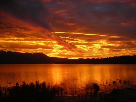 Sunset in Costa rica - sunset, beautiful, lake, casta rica, bronze