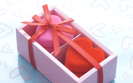 Two heart - nice, bow, box, ribbons, photography, photo, other