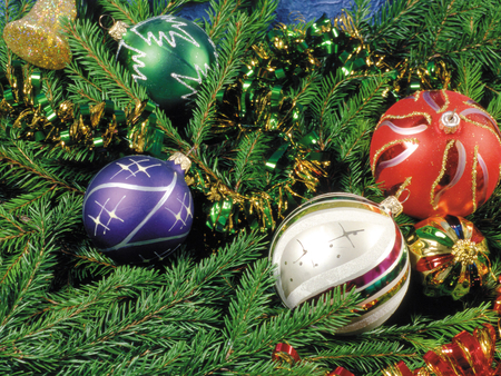 Christmas Tree,Ornaments, Globes,Gifts - christmas tree, santa, globes, candles, gifts, ornaments, christmas, garlands