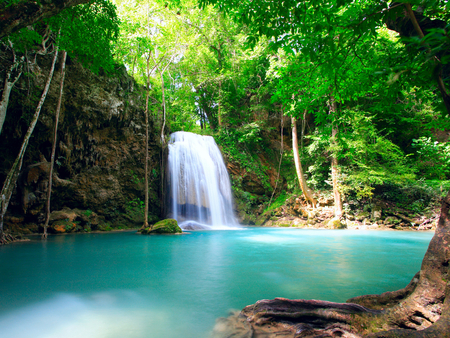 costaRica08. - waterfalls, trees, water, nature, blue, forest