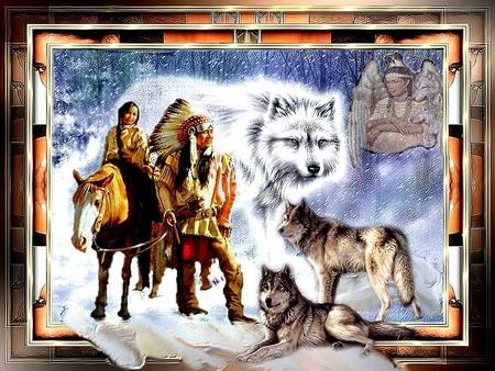 PRINCESS - wolf, princess, nature, indian, winter, 2012, frame