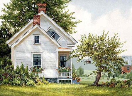 By Fred Swan - nature, painting, cottage, art, fred swan, house