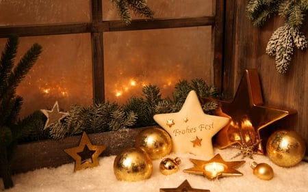 Frohes Fest - holiday, star, window, christmas